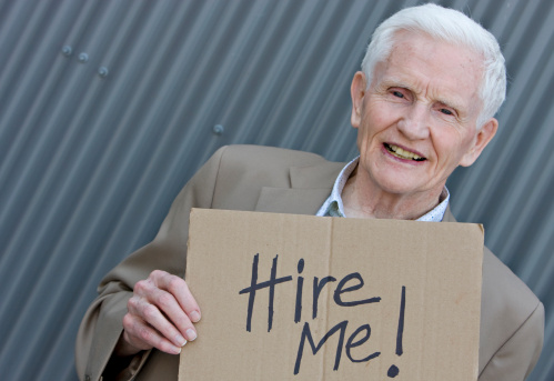 Senior man looking for work - anti-ageism concept.